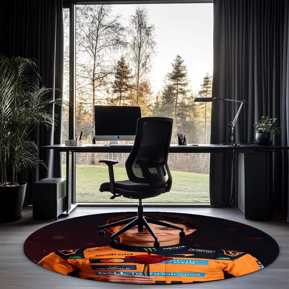 Lando Norris Printed Round Rug Carpet Chair Rug Area Rug Entryway Doormats,for Office Chair Living Room Bedroom Kitchen Room.