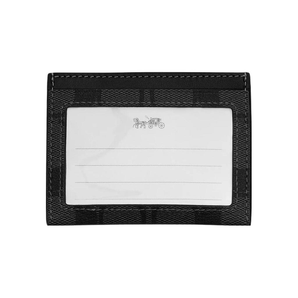 Coach Card Case 10 Classic Monogram Print Three Credit Card Slots Coated Canvas With Refined Calfskin Men Card Case Gray Black CQ031-QBMI5