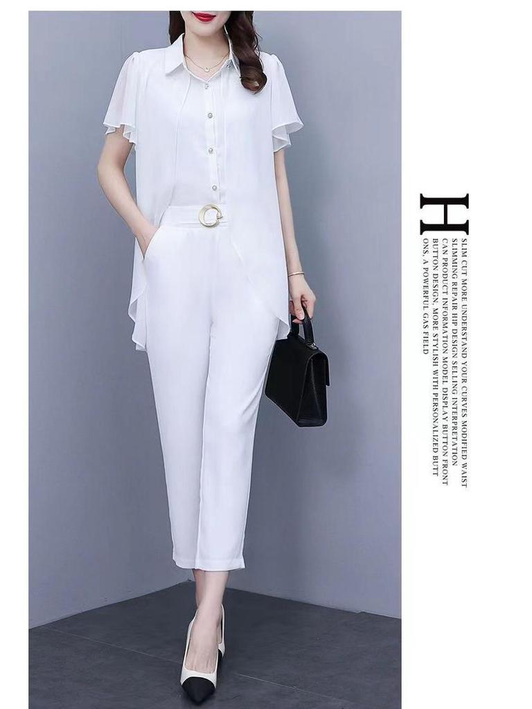 2024 Summer Chiffon Two-Piece Suit: Chic and Youthful Women's Fashion
