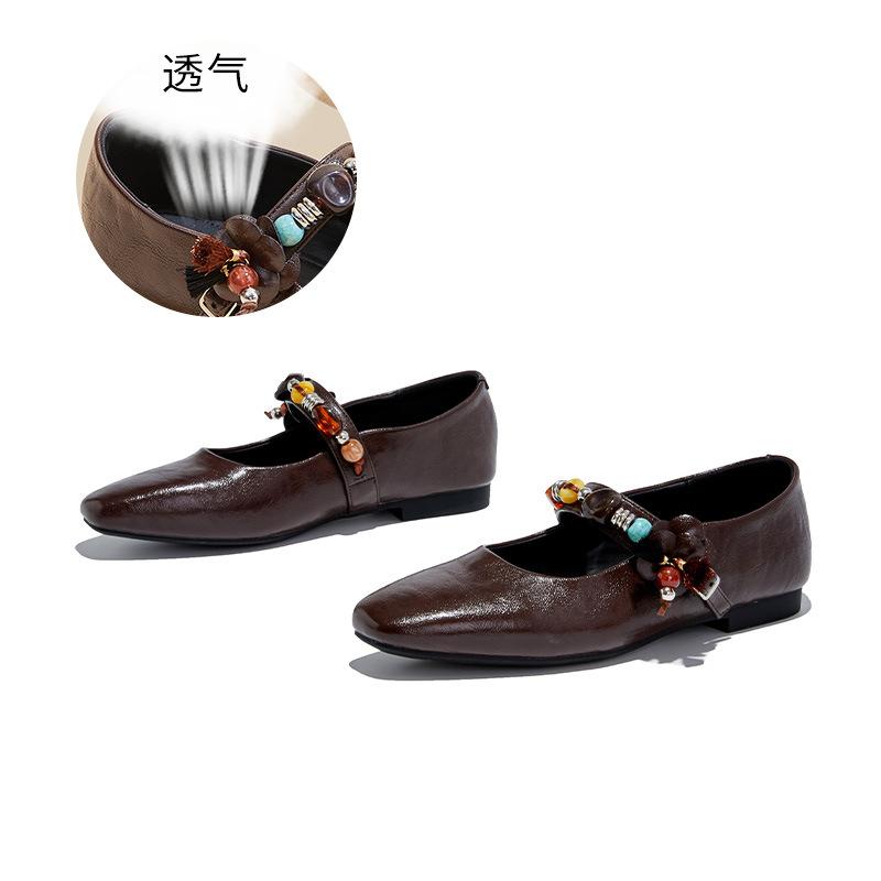 First Layer Sheepskin Insole Mary Jane Shoes Women's Autumn New Models Not Tired Feet Casual Fashion Single Shoes Genuine Leather Women's Shoes