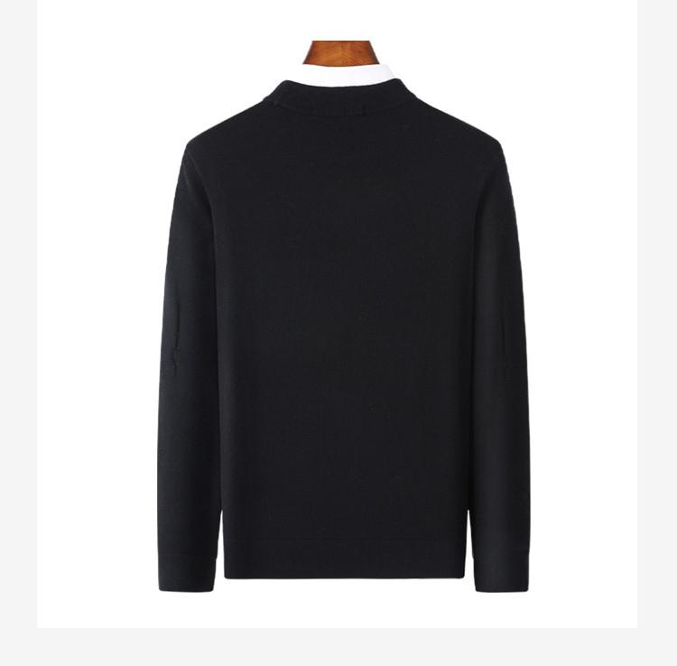 Semi fine spun round neck wool sweater with cashmere and sheep wool, men's knitted jacquard warm pullover sweater