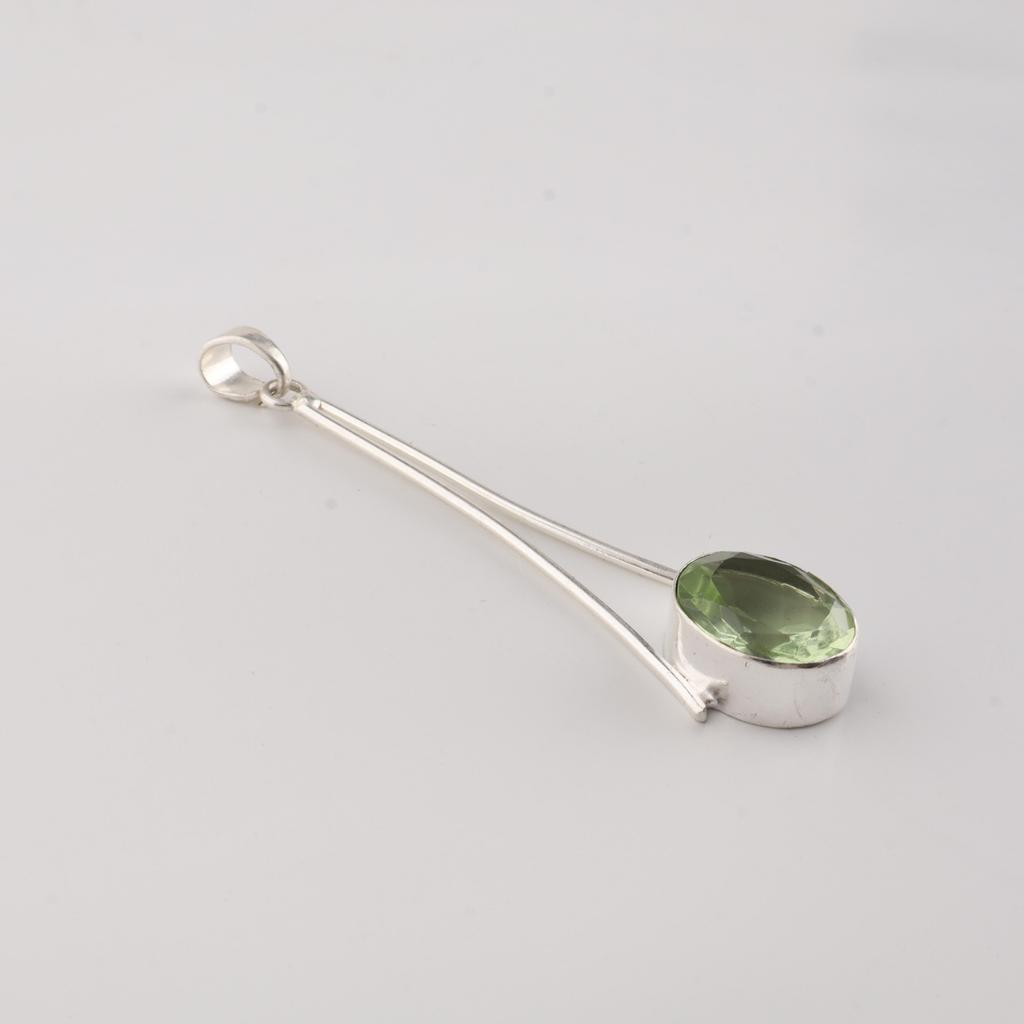 Green Amethyst Gemstone 925 Sterling Silver Handmade Jewelry Designer Pendant 1.79" For Gift PP-69-20