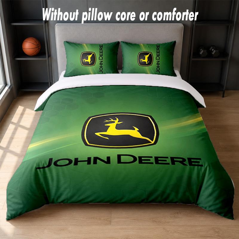 John Deere Design Bed Bedding Set 1 Duvet Cover + 2 Pillowcases Soft Breathable Household Bed Linens