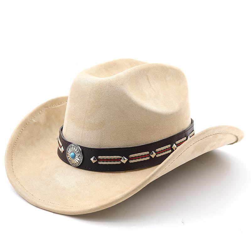 National style suede one-word cowboy top hat French vacation knight cowboy British hat elegant travel outdoor hat
