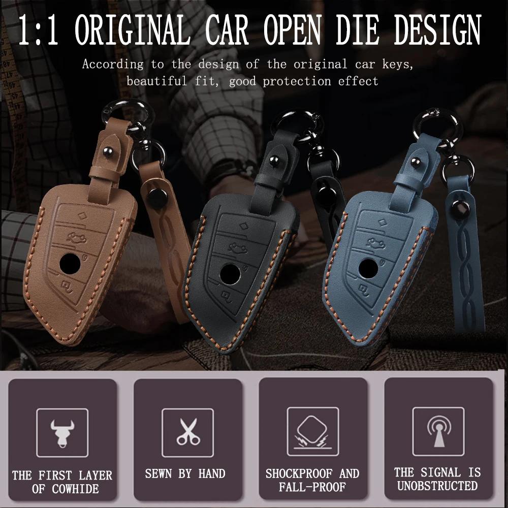 Leather Car Key Case Cover For Bmw X1 X3 X4 X5 F15 X6 F16 G30 7 Series G11 F48 F39 520 525 F30 118I 218I 320I Car Bag