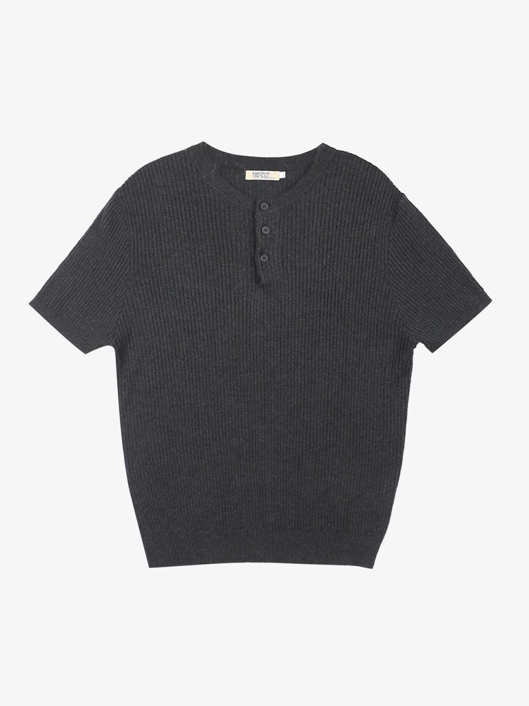 Ousa Henley Neck Short Sleeve Knit 2 Colors