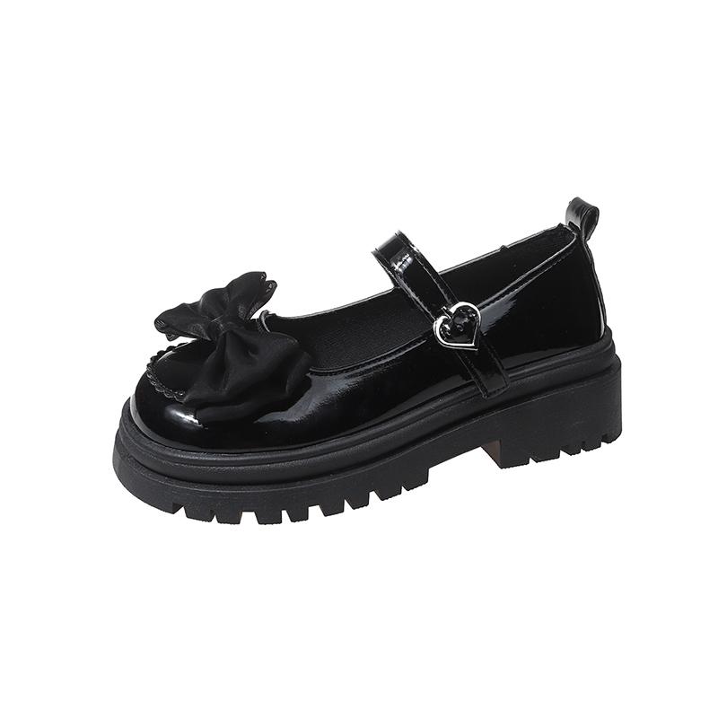 Mode Runde Zehe Schnalle Schleife Flach Dicke Ferse Mittelhohe Ferse Dicke Sohle Mary Jane Schuhe Schwarze Absätze 2024 Neue Mode Sommer