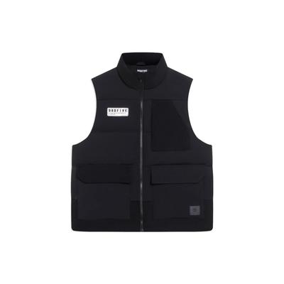 Li Ning Badfive Solid Color Logo Embroidered Stand Collar Zipper Sleeveless Vest Men Vests Black AMRS025-3