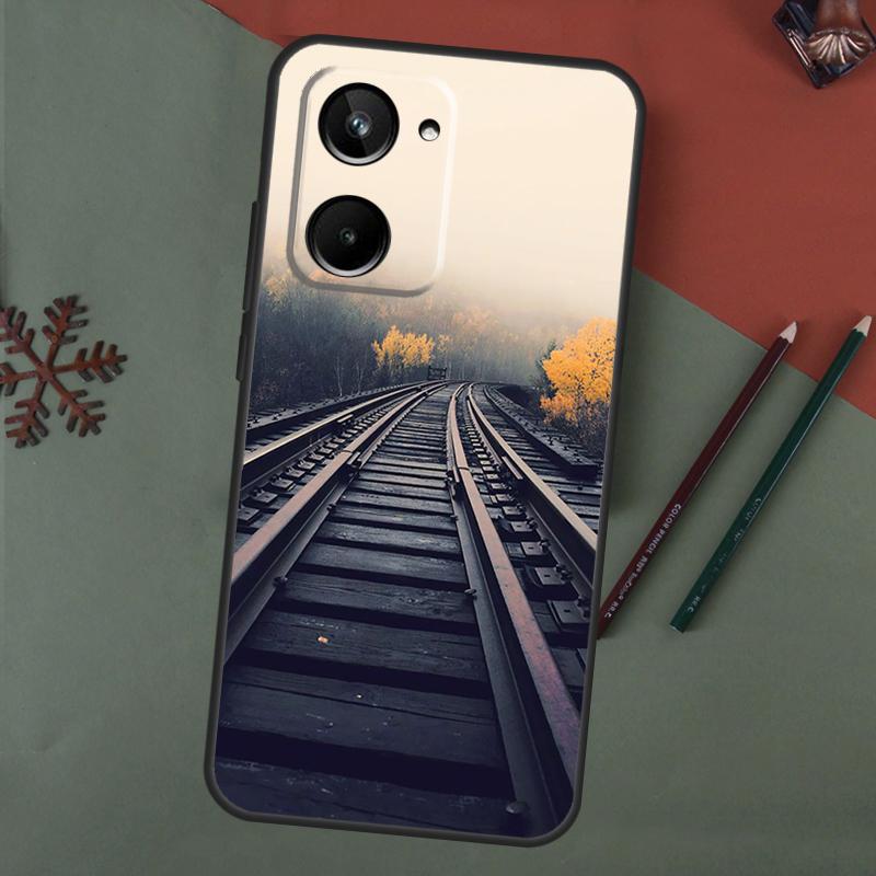 Train Rail Sunlight Case For Realme C61 C53 C55 C33 C63 C51 C65 C67 C71 C75 11 12 13 14 15 Pro Plus GT6 GT7 Pro