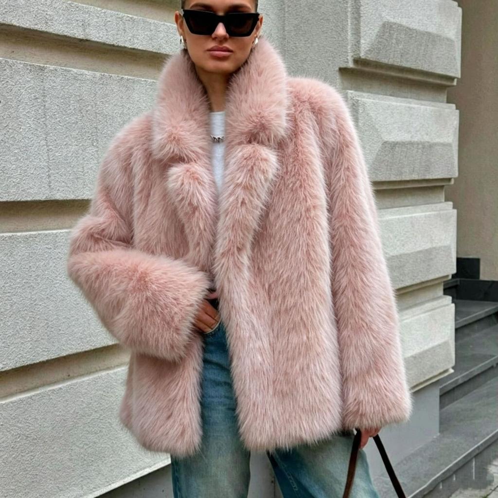 Autumn and winter medium and long artificial fur suit collar environmentally friendly fur fur coat fox fur women's coat