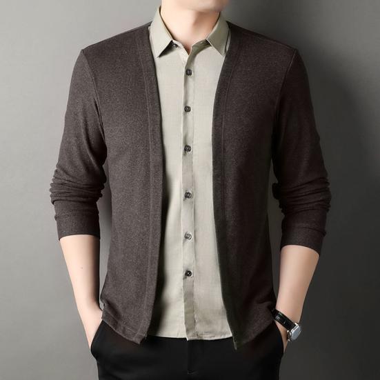 Pánská košile Falešný dvoudílný cardigan límeček Jednořadý Dlouhé rukávy Barevně ladící Pletené Formální Business Styl Top