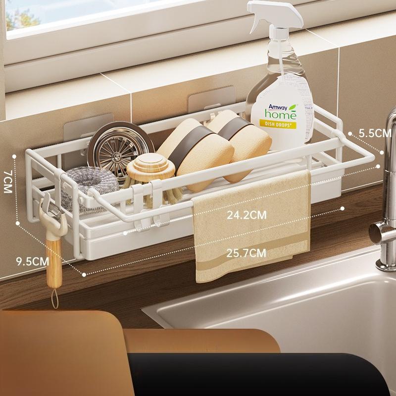 Kitchen Sink Rag Drain Rack Faucet Storage Rack Household Pool Wall Mounted Multi Function Seasoning Basket