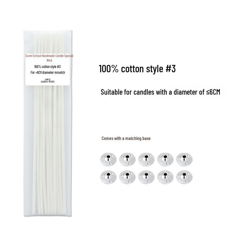 Smokeless Cotton Candle Wicks with Holders - DIY Handmade Over-Waxed Wicks