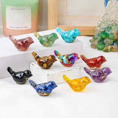 Bunte Vogelfigur aus Naturstein mit positiver Heilenergie, handgeschnitzte Mini-Vogelstatue aus Kunstkristall, Dekoration für Zuhause, Büro, Schreibtisch, Ornament