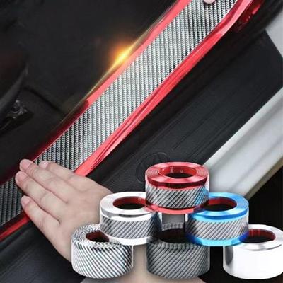 Car Stickers Anti Scratch Door Sill Protector Rubber Strip Carbon Fiber Car Threshold Protect Bumper Film Tape Auto Accessories