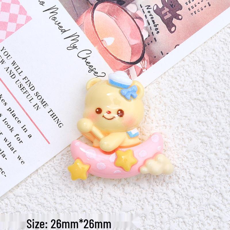 Sleepy Bear Cartoon Charms & Hair Clips - DIY Resin Shoe Decorations