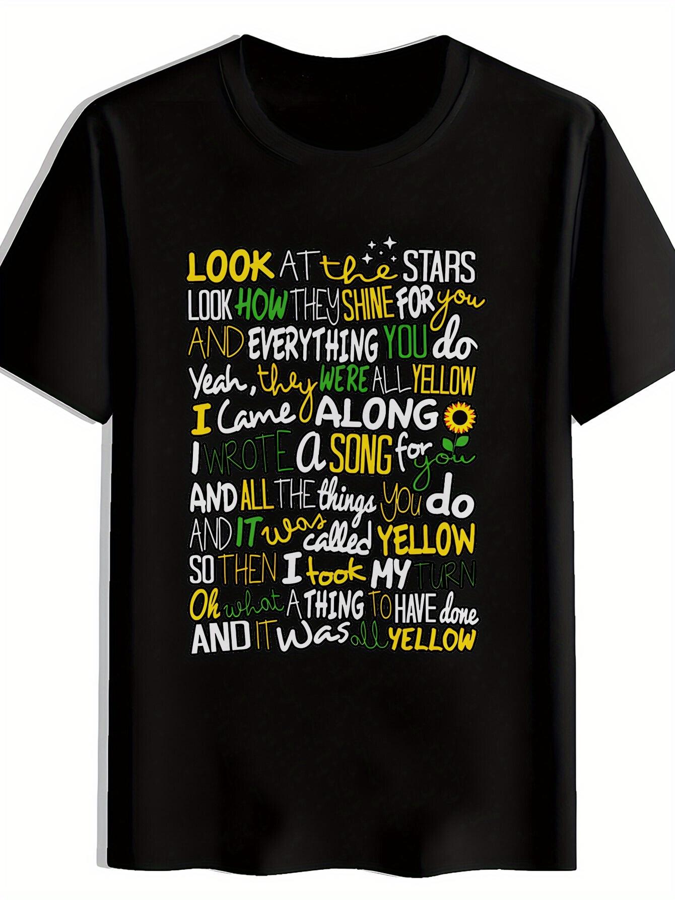Black Look at the Stars Graphic T-shirt - Casual Crew Neck XL