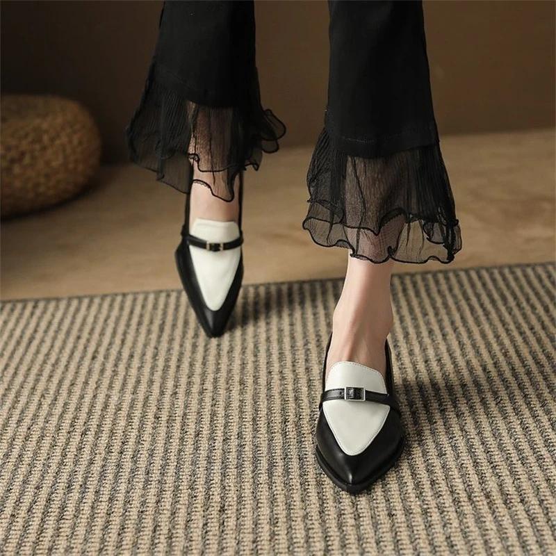 Fashion New Summer Style Fashionable Comfortable Wear-resistant Belt Buckle Thick Heel Medium Pointed Matching Women's Single Shoes