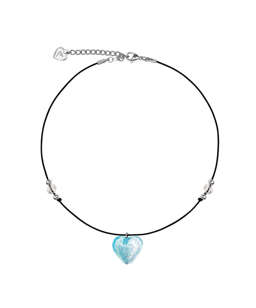 Vvv Glass Big Heart String Necklace