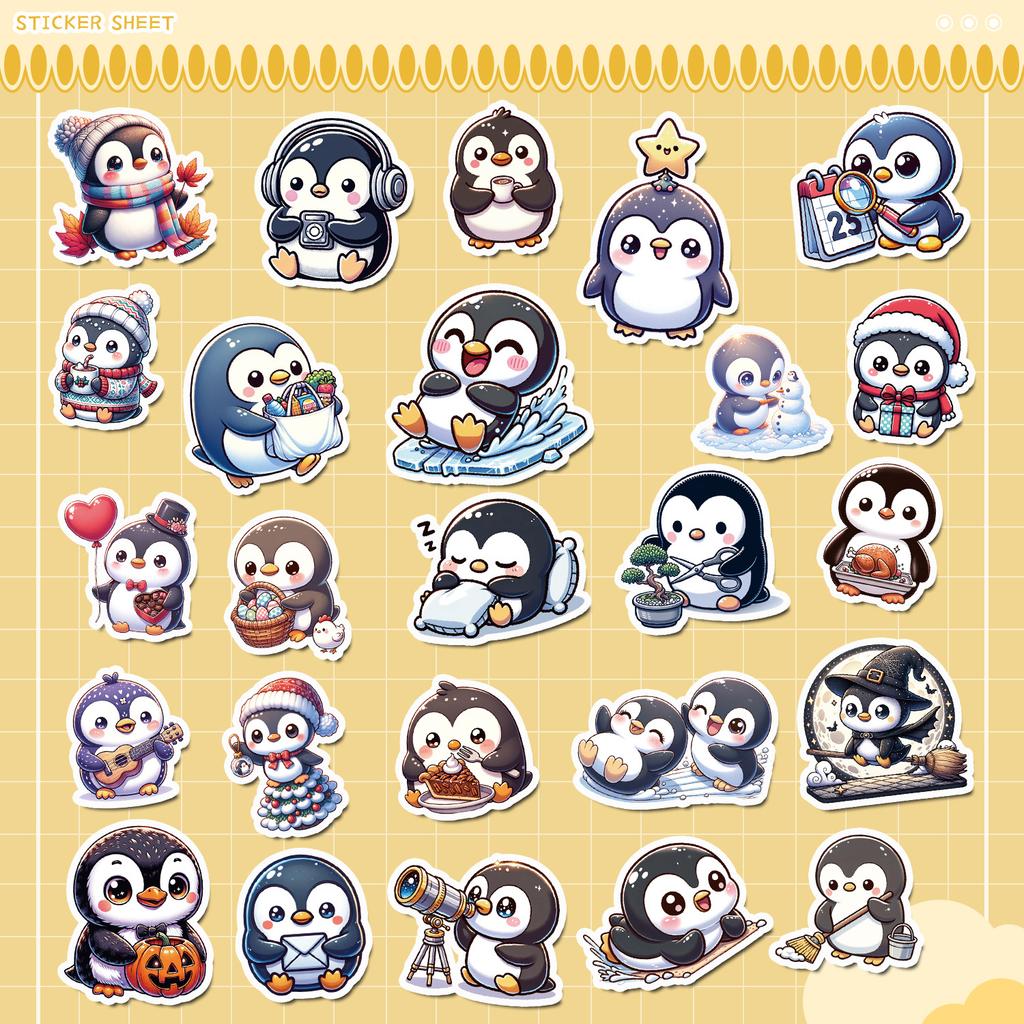 50 Ins Wind Penguin Stickers Mobile Suitcase Waterproof Decorative Stickers Children's Hand Account Stickers