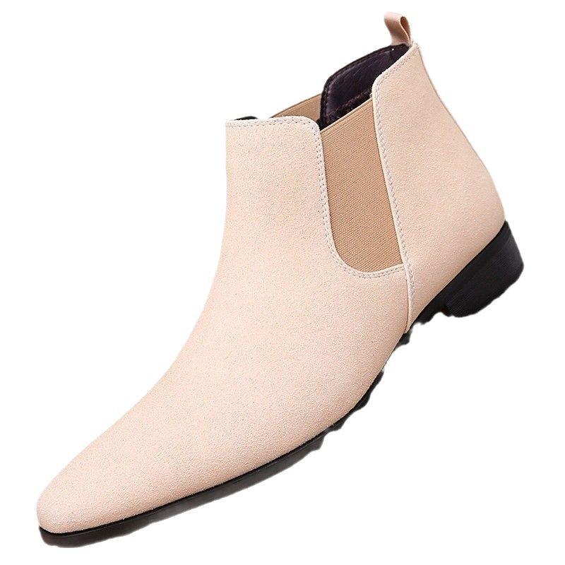 New Men's Casual Leather Shoes with High Tops for Wearing, High-end Pointed Men's Shoes, Fashionable and Versatile, Set Foot Trendy Style