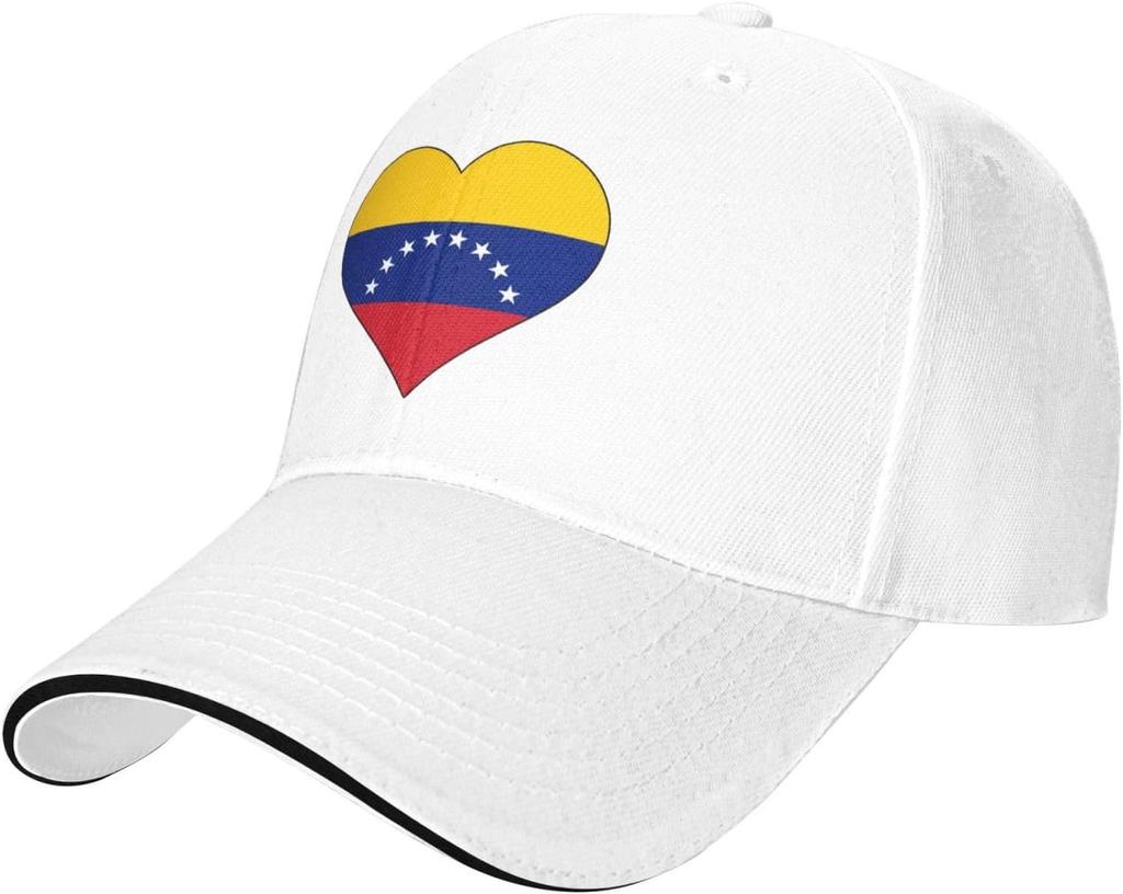 Venezuela Flag Heart Baseball Cap Polyester Adjustable Outdoor Sun Hat Unisex