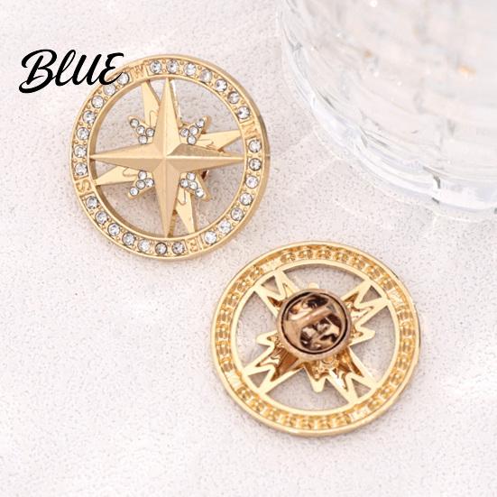 Daily Wear Accessories Vintage Rhinestone Star Compass Brooch, Men Women Alloy Brooch Lapel Pin, Badge Jewelry Accessory for Clothing Decor