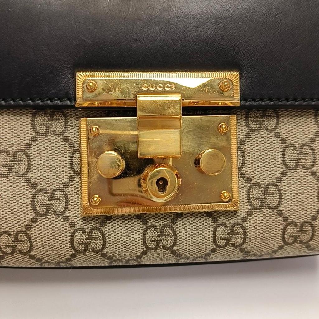 [Pre-Owned] Padlock Moonlight Treasure Box Series Metal Lock Logo Canvas And Leather Crossbody Bag Small - Very Good #1OOWI87