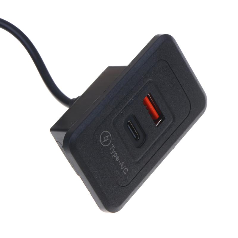 1Set 2-Port Usb Desktop Port Square Desktop Charging Station Usb And C-Type Embedded Power Adapter