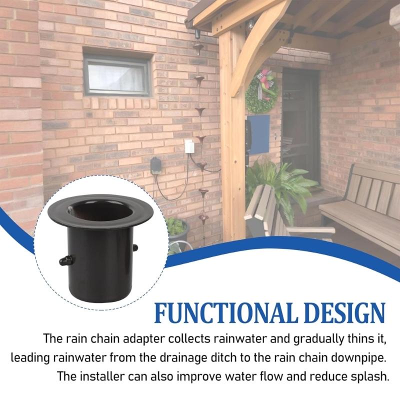 Metal Gutter To Rain Chain Connector Rainwater Guide Adapter Features Bottom V Hook for Secure Attachment