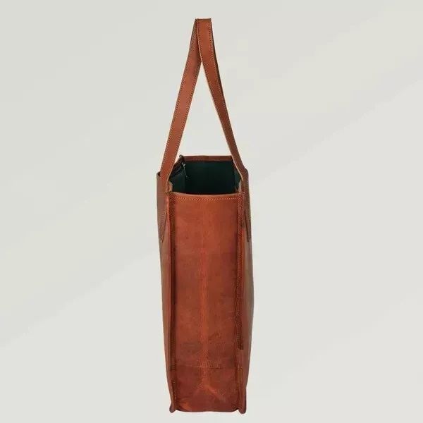 14x14 palcová veľká kožená taška cez rameno/tote na nákupy, hnedá, dámska