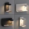 Bedside LED Wall Lamp With Shelf Bedroom USB Charging Interface Adjustable With Switch Storage Bracket 12W Wall Sconce Light