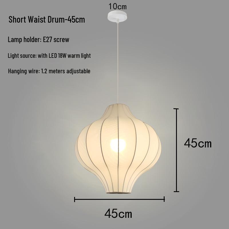 Zen Lantern: Japanese Silk Fabric Pendant Light for Bedroom, Dining Room, and Bar