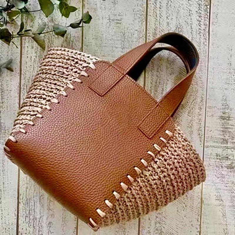 DIY Stricken Häkeln Handtasche Tragetasche Umhängetasche Nähzubehör PU Boden Griffe zum Herstellen von Taschen Häkeltasche Handwerkstasche Teile