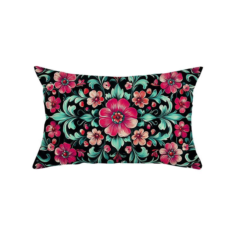 Neuer Taillenkissenbezug Böhmischer Stil Dekorative Wohnzimmer Sofakissenbezug Blumendruck Kissenbezug