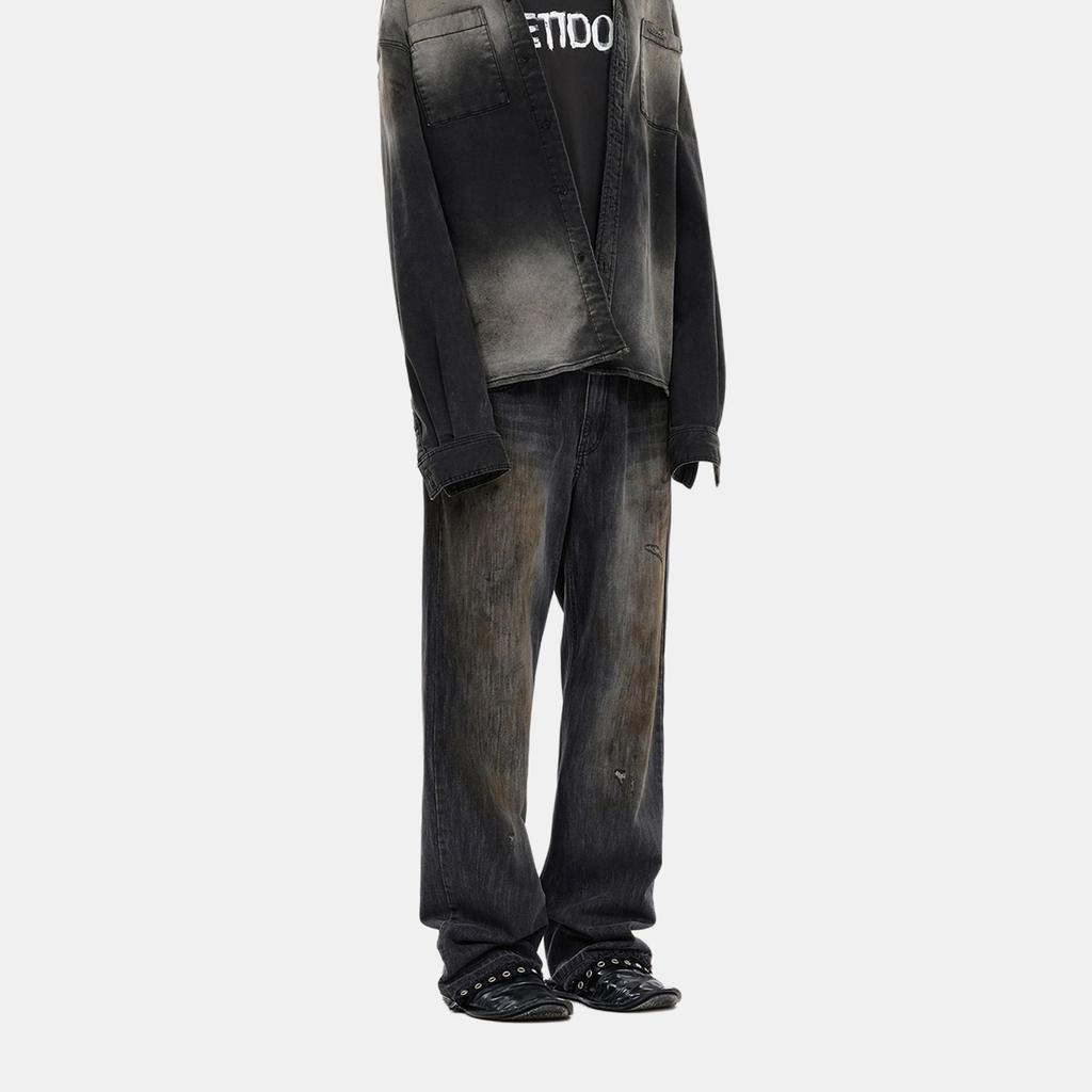 WE11DONE Ss26 Pleated Washable Casual Versatile Jeans With Logo Patch At The Back Waist Men Jeans WD-DP0-26-346-M-BK
