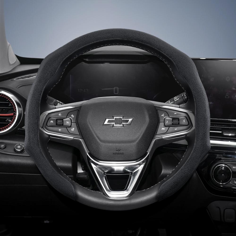 Suitable for Chevrolet Premium Suede Snap-On Steering Wheel Cover, Non-Slip and Durable, Round and D-Shaped Steering Wheel Available Cruze Spark Capti