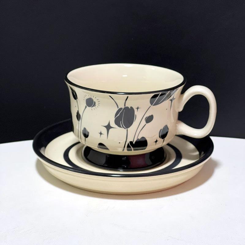 Small Fresh Hand-Painted Bubble Coffee Cup And Saucer, Underglaze Colored Ceramic Afternoon Tea Cup And Saucer Set, Exquisite Souvenir
