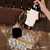 Champagne Cooler Bucket Ice with Faux Leather Handle Thickened Plastic Beer Wine Outdoor Picnic for Party Clear Beverage Container Picnic,