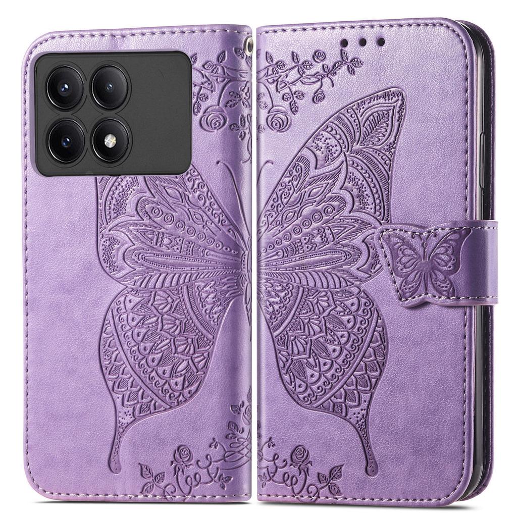 For Xiaomi Redmi K70E 5G/Poco X6 Pro 5G Phone Case Butterfly Pattern Folio Stand View Cover