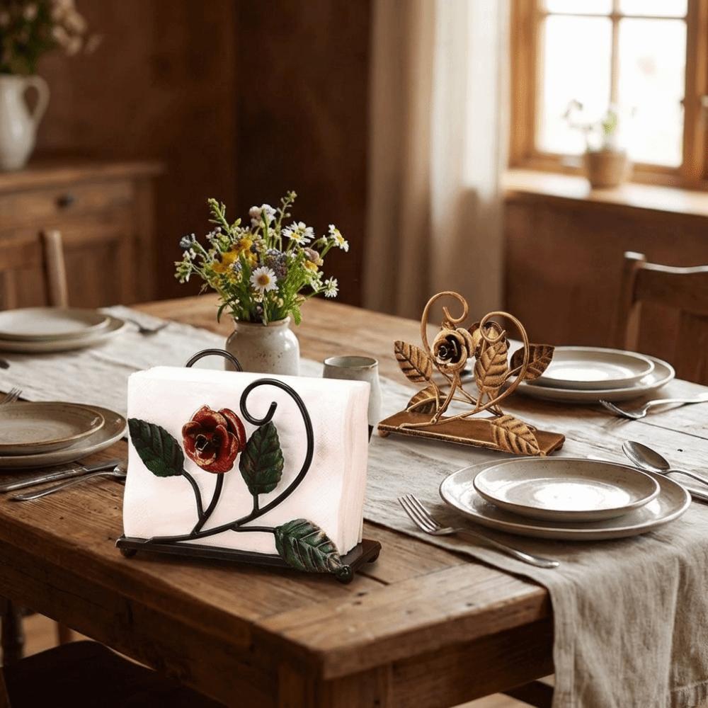 Rose Metal Napkin Holders Stable Tissue Storage Rack Desktop Paper Organizer Dining Table