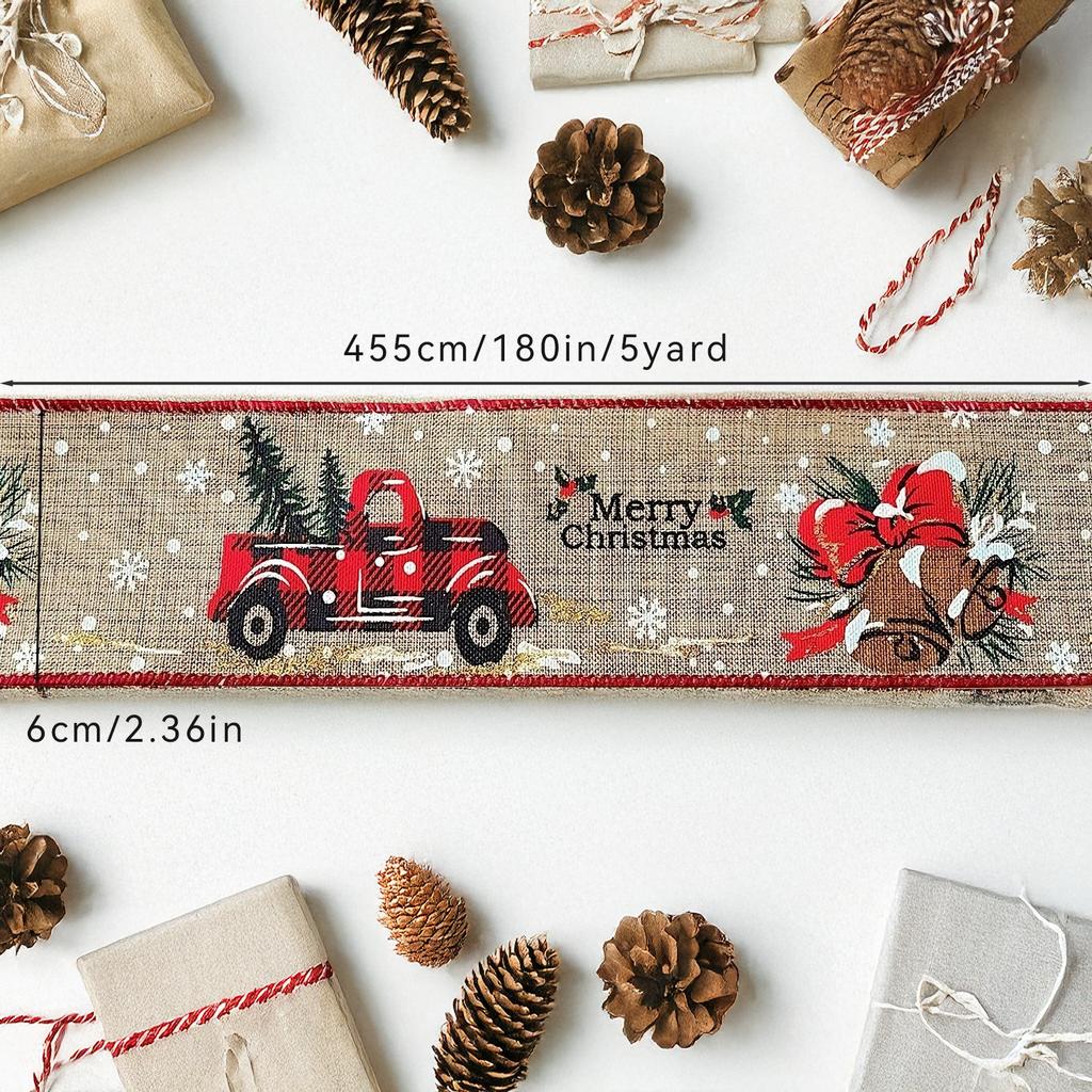 Christmas Imitation Linen Elk Bell Webbing DIY Christmas Tree Decoration Creative Truck Ribbon
