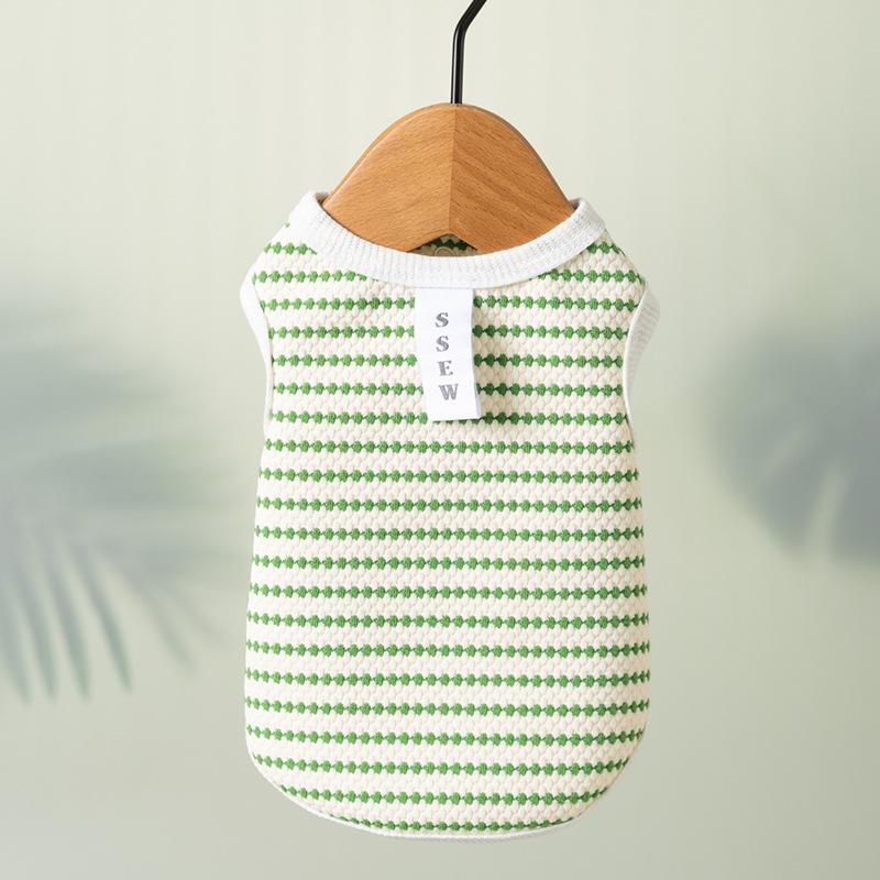 Spring and Summer Dog Fresh Striped Simple Vest Cat Bipod Medium and Small Dog Puppy Pet Teddy Clothes
