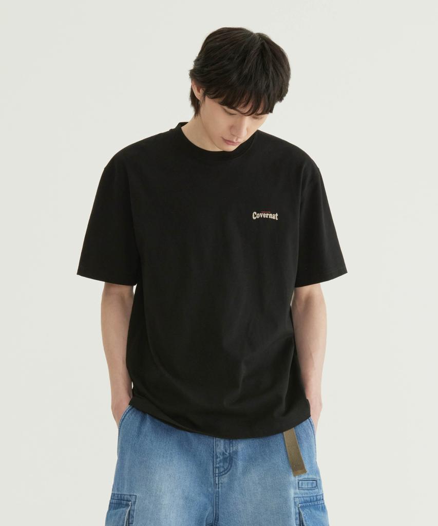 COVERNAT Cool Cotton Surfing Motion Graphic T-Shirt Black
