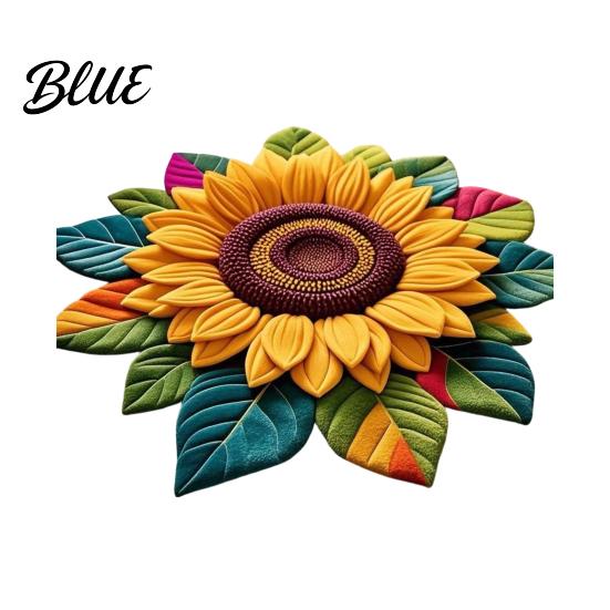 Floral Patterned Bathroom Diatomaceous Earth Absorbent Quick Sunflower Area Rug 3D Dry Plush Floor Decoration