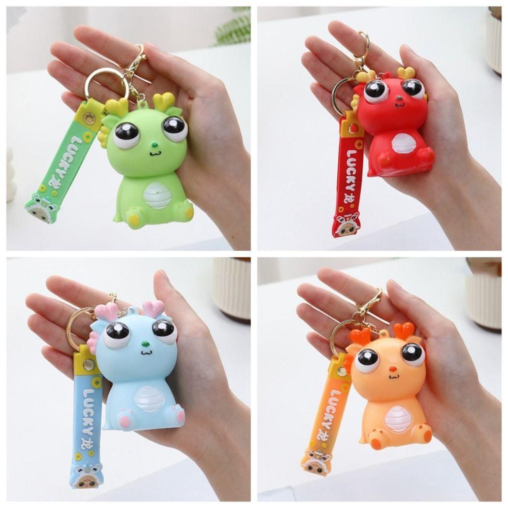 Unique Decompression Toy Keychain Little Dragon Big Eyes Fidget Toy New Squeeze Dragon Doll
