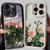 Eļļas glezna Balta roze Zieds Silikona tālruņa maciņš priekš iPhone 15 14 13 12 11 Pro Max XS X XR 7 8 Plus Triecienizturīgs Mīksts vāciņš