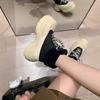 Krazing Pot Cow Leather Wool Blend Winter Round Toe Platform Snow Boots Lace Up Design Women Keep Warm Ankle Boots