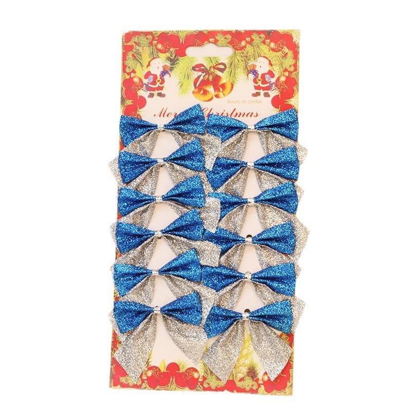 Silver Christmas Tree Ornament Bow for Holiday Party Decorations