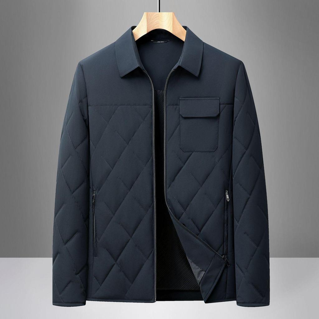 Men's Autumn/Winter Cotton Lapel Jacket - Casual, Warm, Loose Fit for Middle-Aged & Elderly